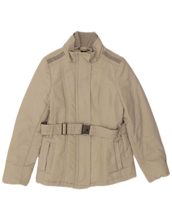 Zara Womens Padded Jacket UK 12 Medium Beige Cotton