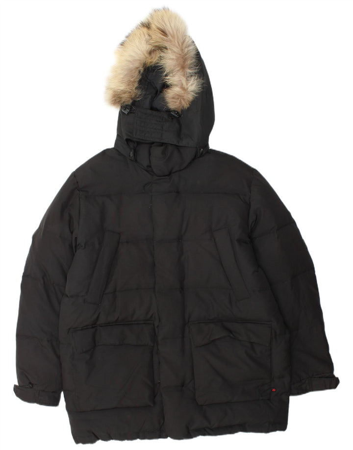 Dubin Mens Hooded Padded Jacket UK 38 Medium Black Polyester
