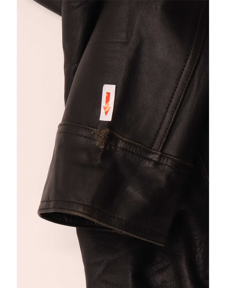 Vintage Mens Loose Fit Leather Jacket UK 36 Small Black