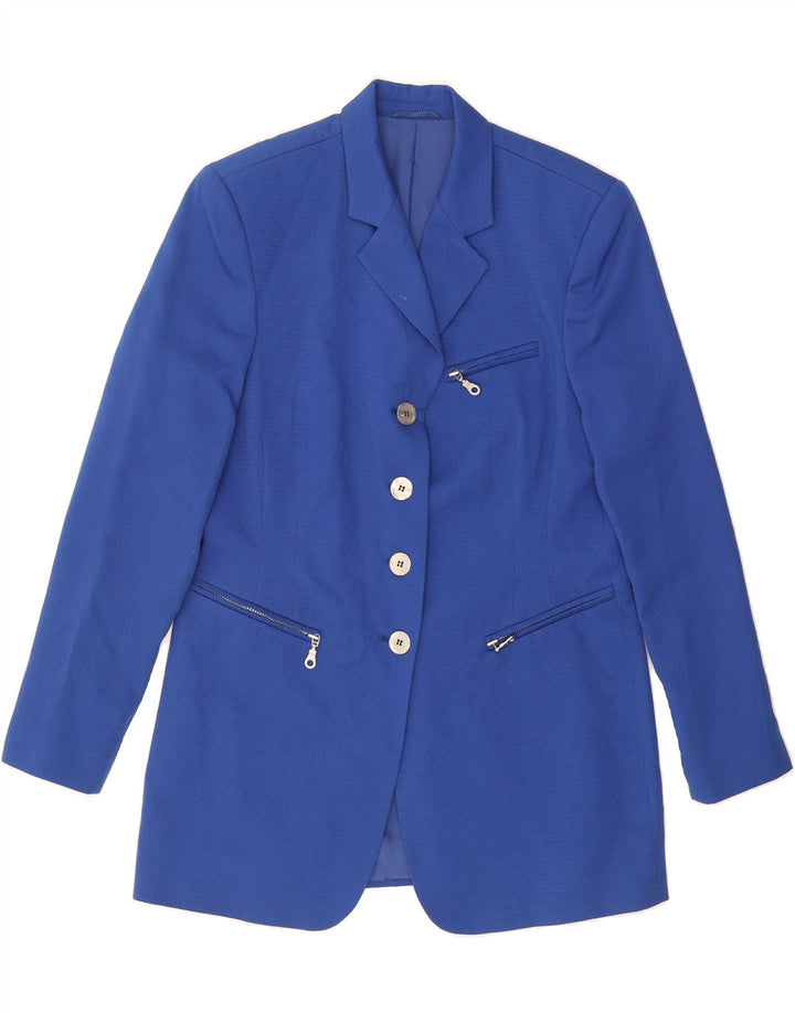 VINTAGE Womens 4 Button Blazer Jacket UK 12 Medium Blue Vintage Vintage and Second-Hand Vintage from Messina Hembry 