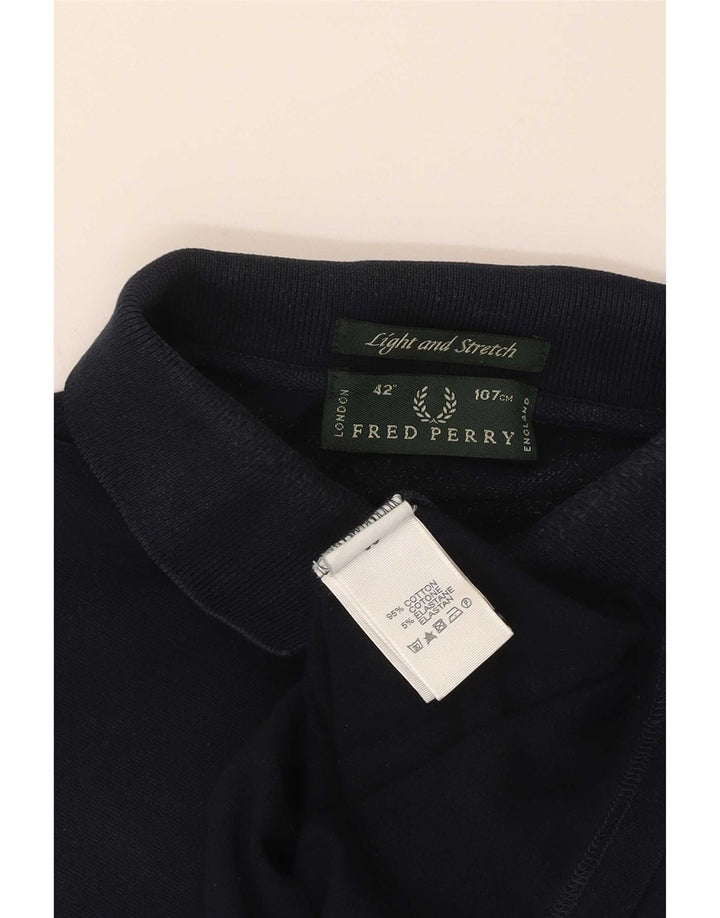 Fred Perry Mens Polo Shirt Size 42 Medium Navy Blue Cotton