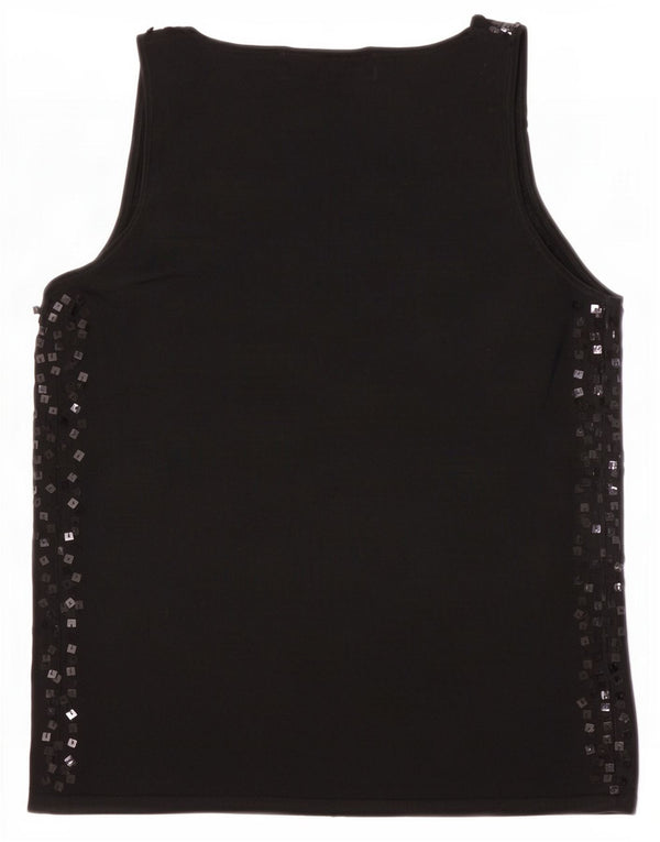 Zara Womens Sleeveless Blouse Top UK 12 Medium Black Flecked Viscose