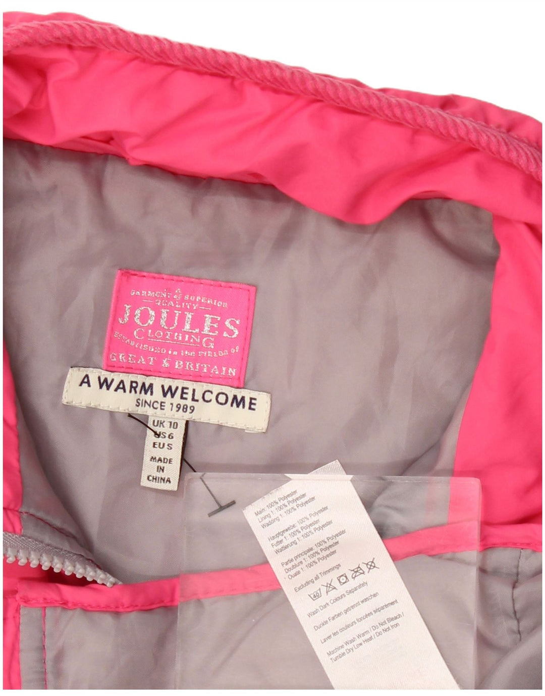JOULES Womens Quilted Gilet UK 10 Small Pink Polyester