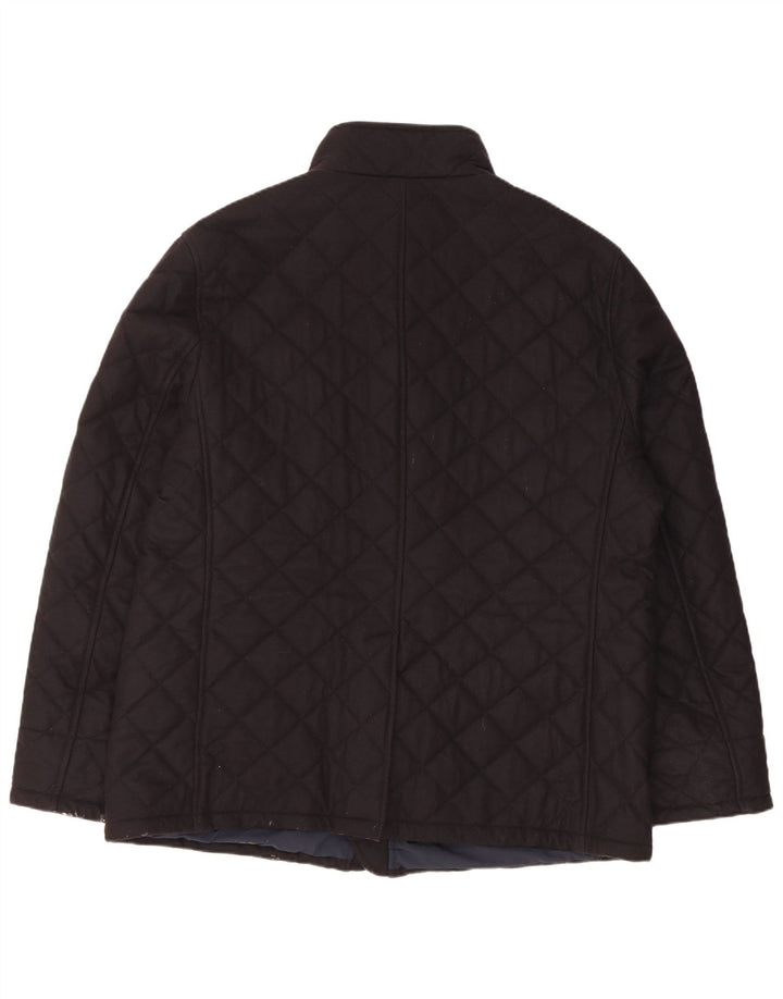 Vintage Mens Quilted Jacket IT 60 4XL Navy Blue Wool