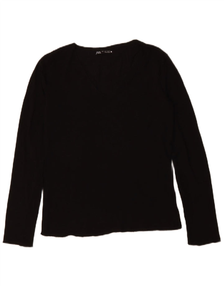 ZARA Womens Top Long Sleeve UK 10 Small Black