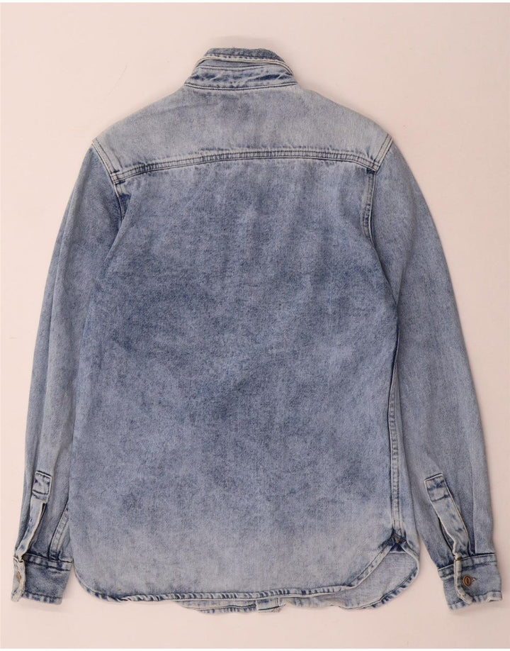 Zara Mens Regular Fit Denim Shirt Small Blue Cotton