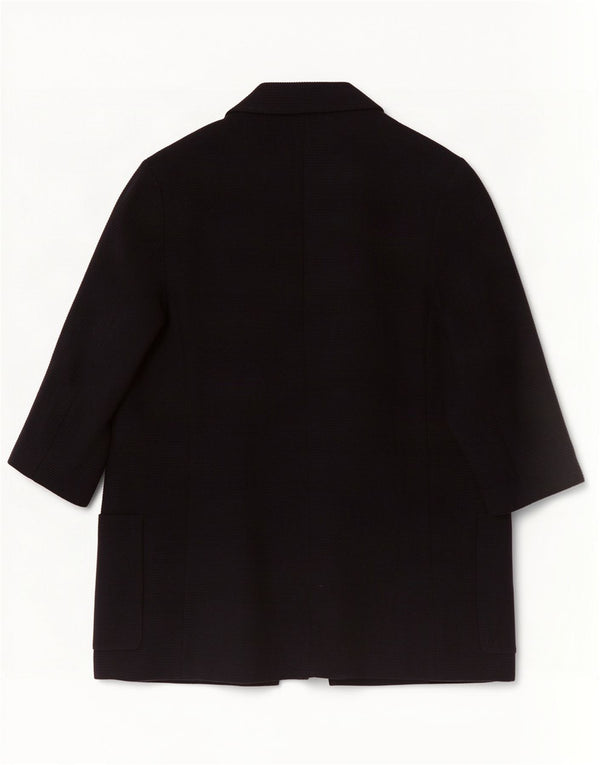 Zara Womens Oversized 3/4 Sleeve Open Blazer Jacket UK 10 Small Navy Blue