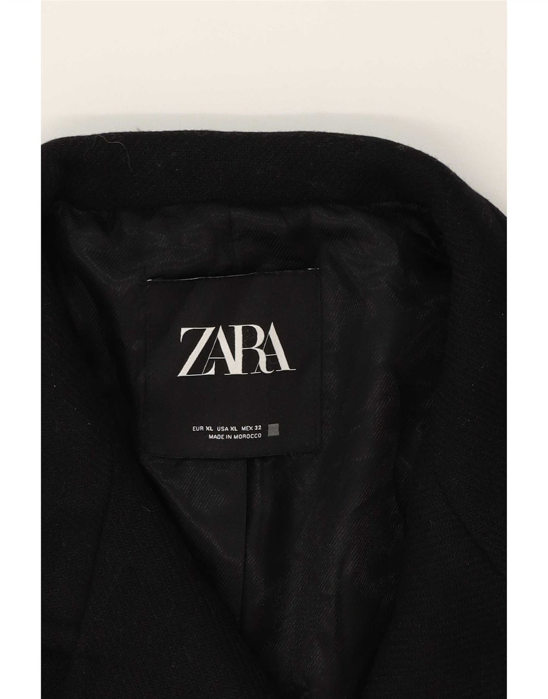 Zara Womens Double Breasted Coat UK 18 XL Black