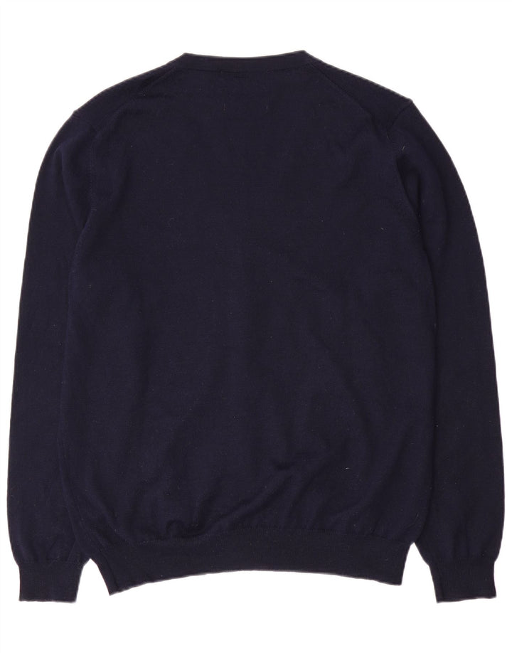 Marks & Spencer Mens Cardigan Sweater Large Navy Blue Merino Wool
