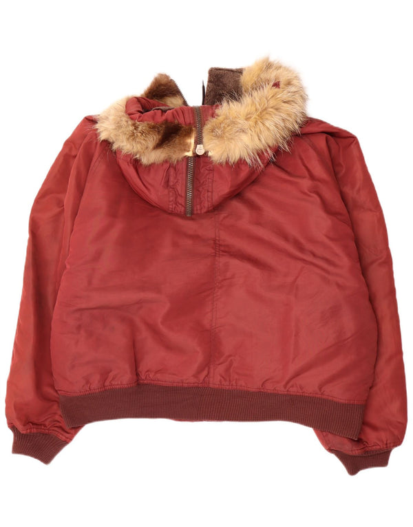 Vintage Womens Hooded Oversized Windbreaker Jacket UK 18 XL Red Nylon