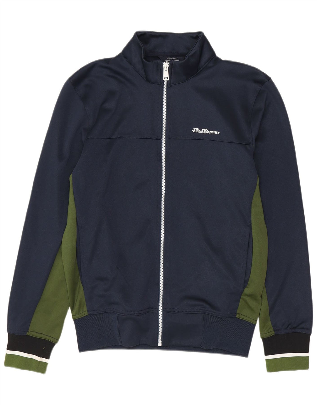 BEN SHERMAN Mens Tracksuit Top Jacket Small Navy Blue Colourblock Cotton