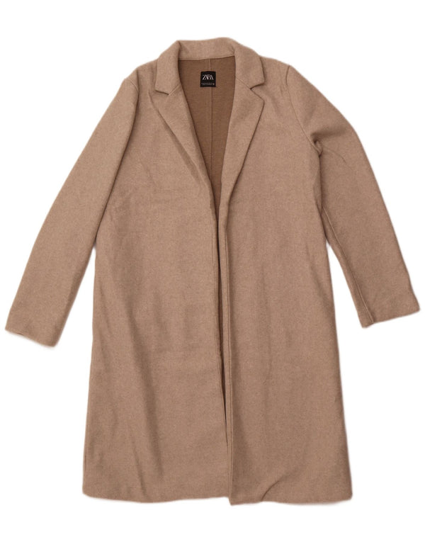 ZARA Womens Open Overcoat UK 14 Medium Beige