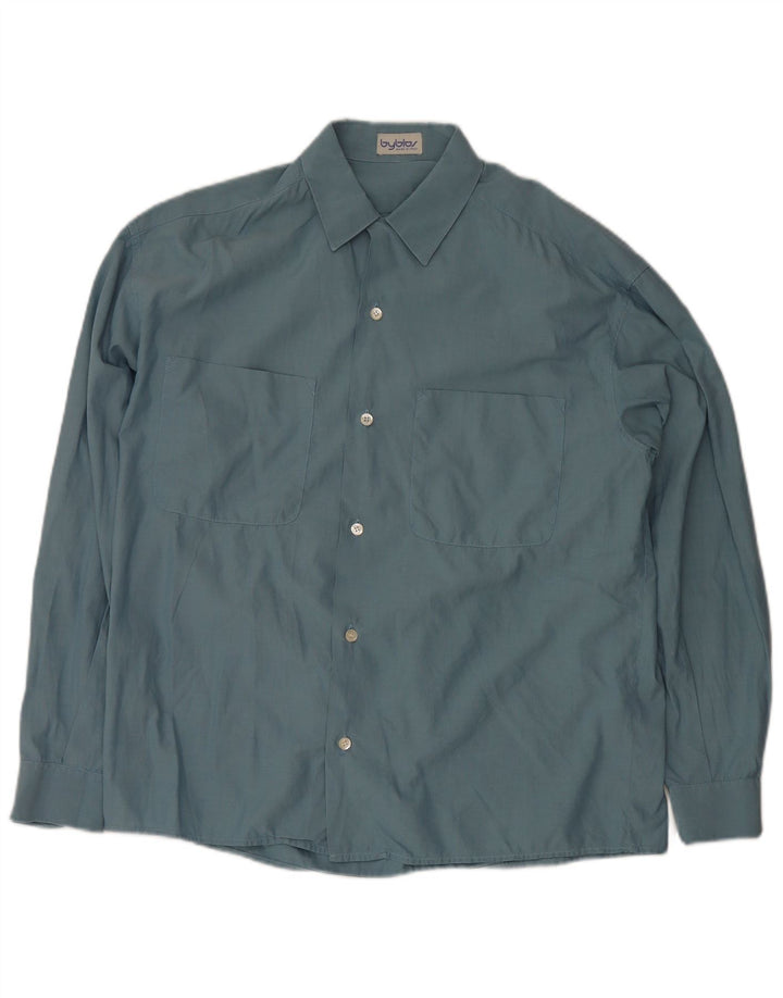Byblos Mens Shirt Size 48 2XL Blue Cotton