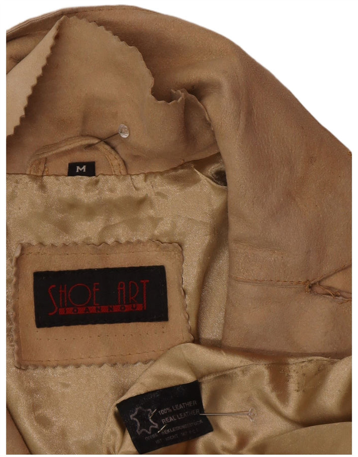 Vintage Womens Suede Leather Coat UK 12 Medium Beige Leather
