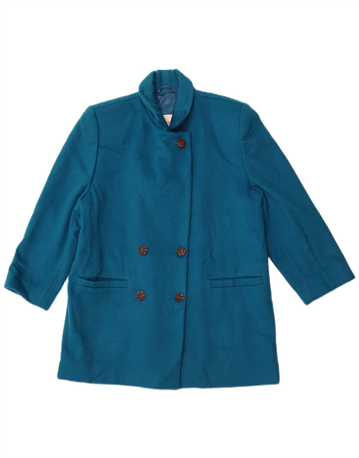 LONDON FOG Womens Double Breasted Coat US 12 Large Blue Wool