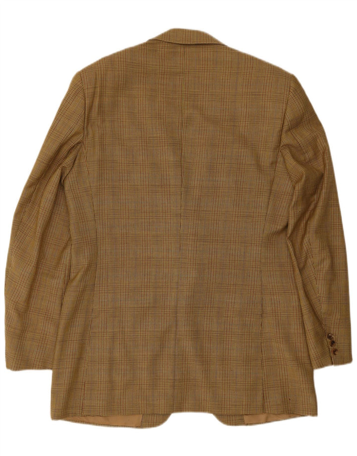 Gieves & Hawkes Mens 2 Button Blazer Jacket UK 42 XL Brown Houndstooth Wool