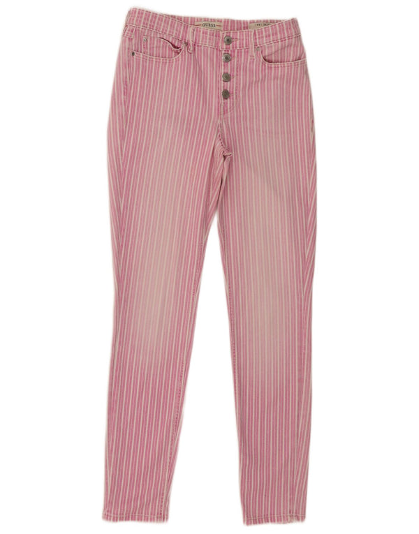 Guess Womens Skinny Jeans W27 L28 Pink Pinstripe Cotton