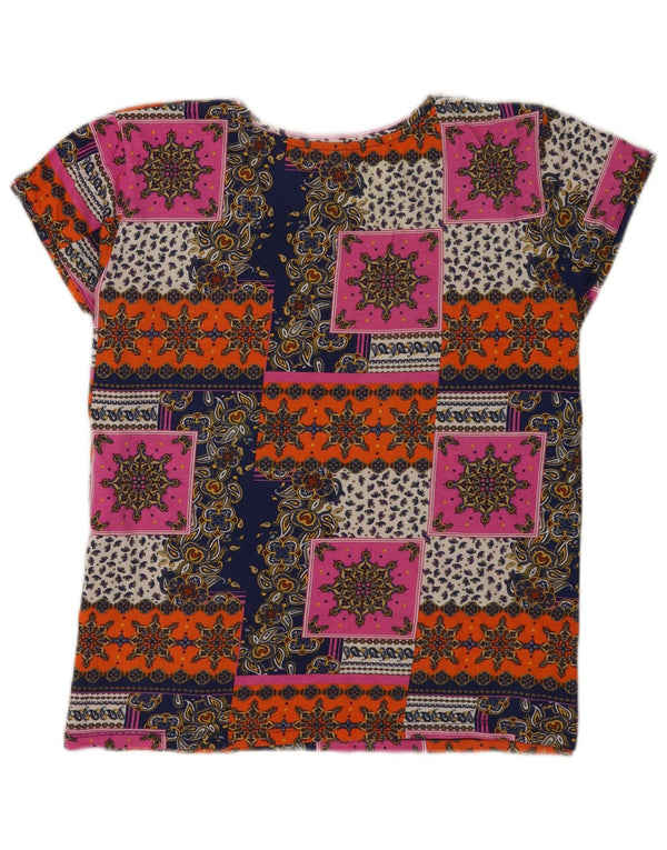 Vintage Womens Graphic T-Shirt Top UK 14 Medium Multicoloured Festival