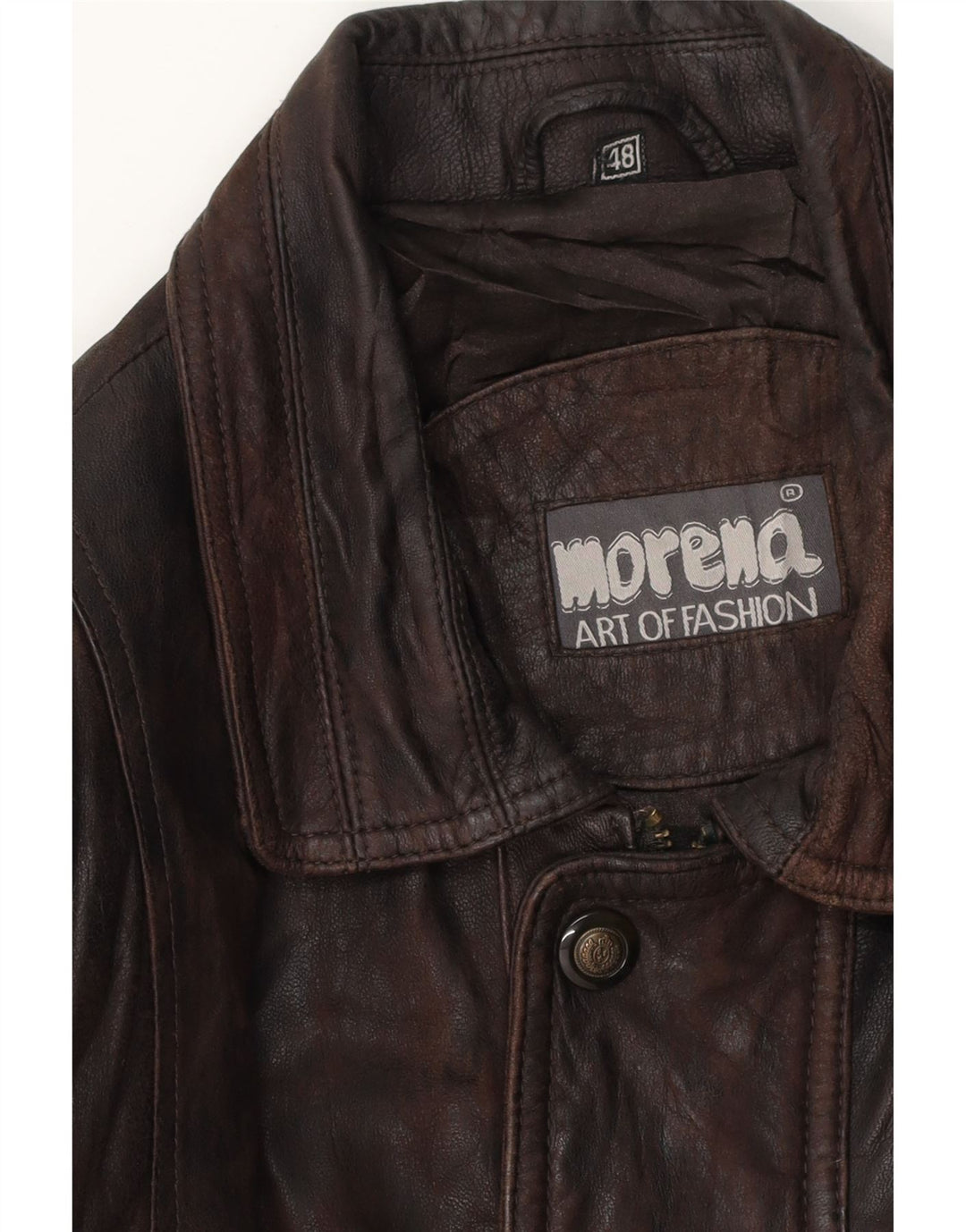 MORENA Mens Leather Jacket IT 48 Medium Brown Leather