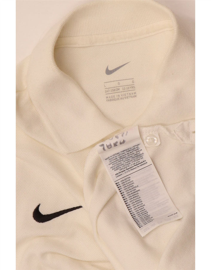 Nike Boys Polo Shirt 12-13 Years Large White Cotton