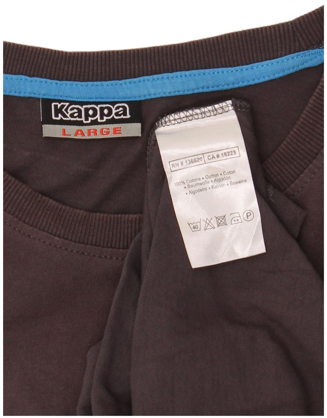 KAPPA Mens Graphic T-Shirt Top Large Brown Cotton