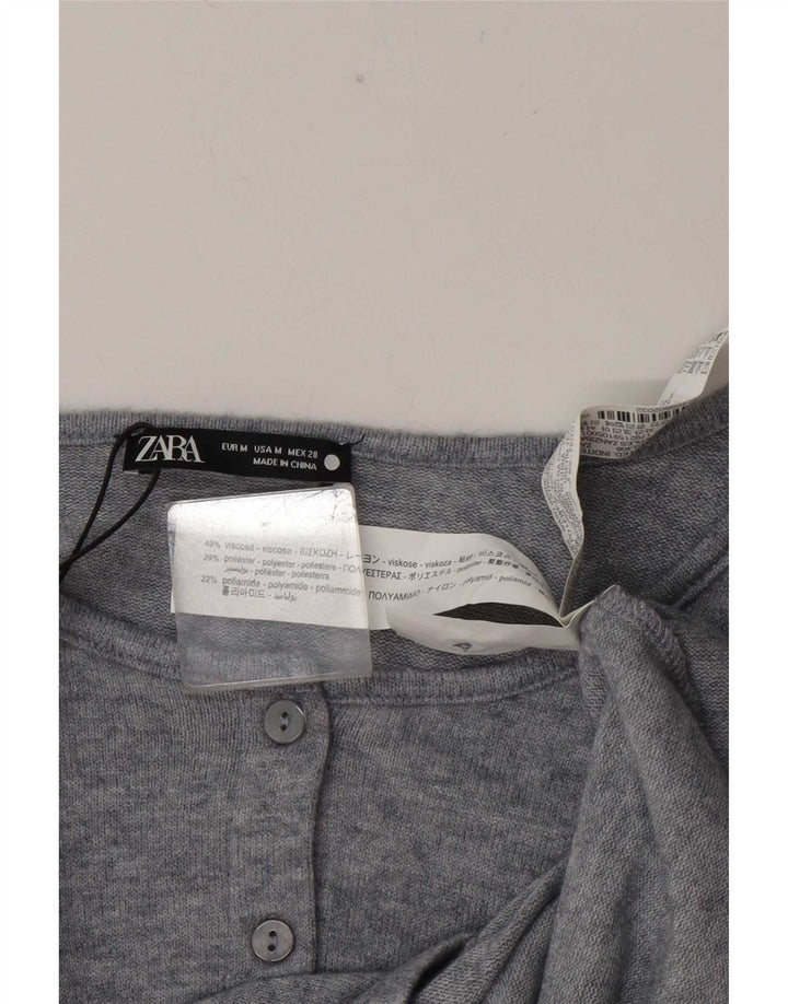 Zara Womens Crop Top UK 14 Medium Grey Viscose