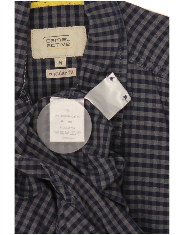 Camel Active Mens Regular Fit Shirt Medium Navy Blue Gingham Cotton