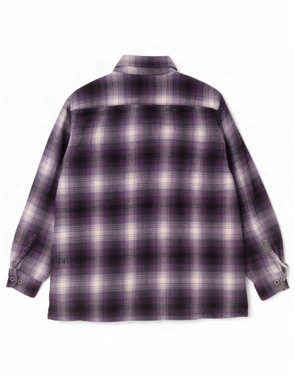 Vintage Mens Lumberjack Flannel Shirt Medium Purple Plaid Acrylic