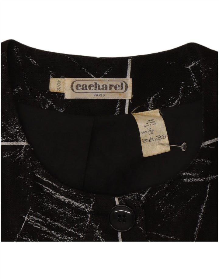 Cacharel Womens Abstract Pattern Blazer Jacket UK 8 Small Black Check
