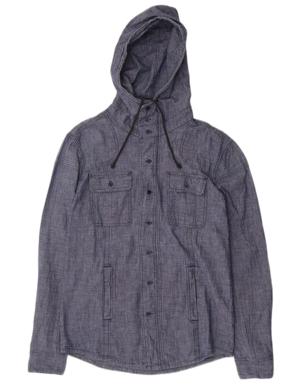 Calvin Klein Jeans Mens Hooded Shirt XL Blue Cotton