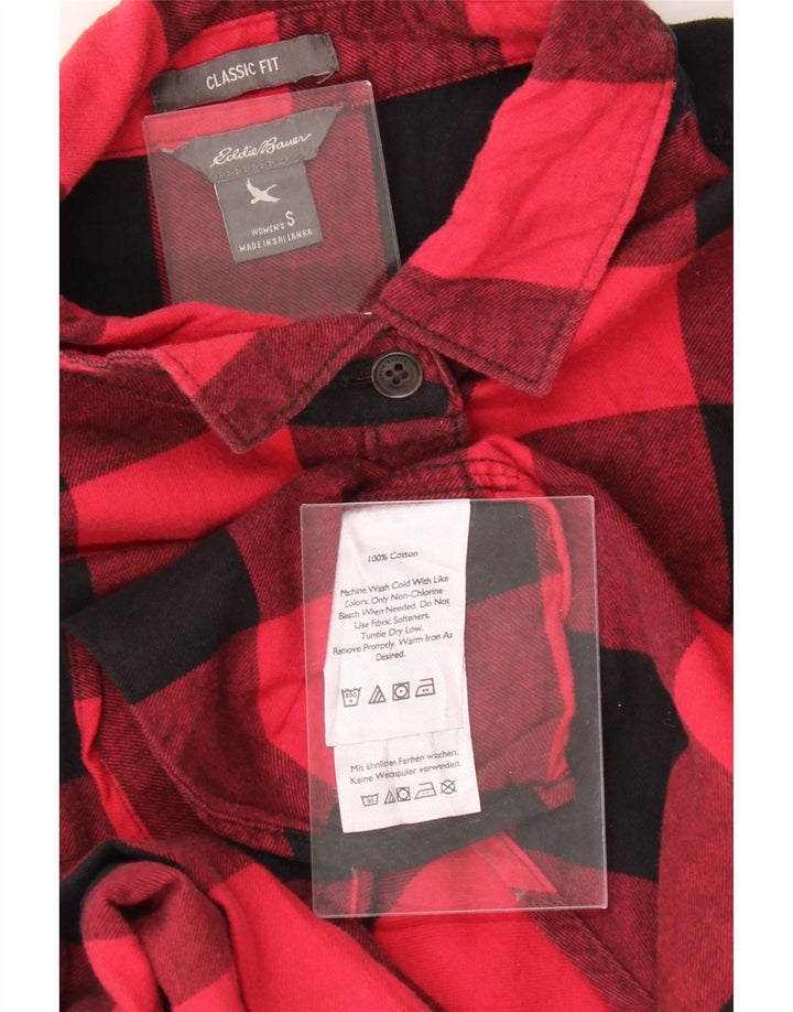 EDDIE BAUER Womens Oversized Flannel Shirt UK 10 Small Red Colourblock Vintage Eddie Bauer and Second-Hand Eddie Bauer from Messina Hembry 