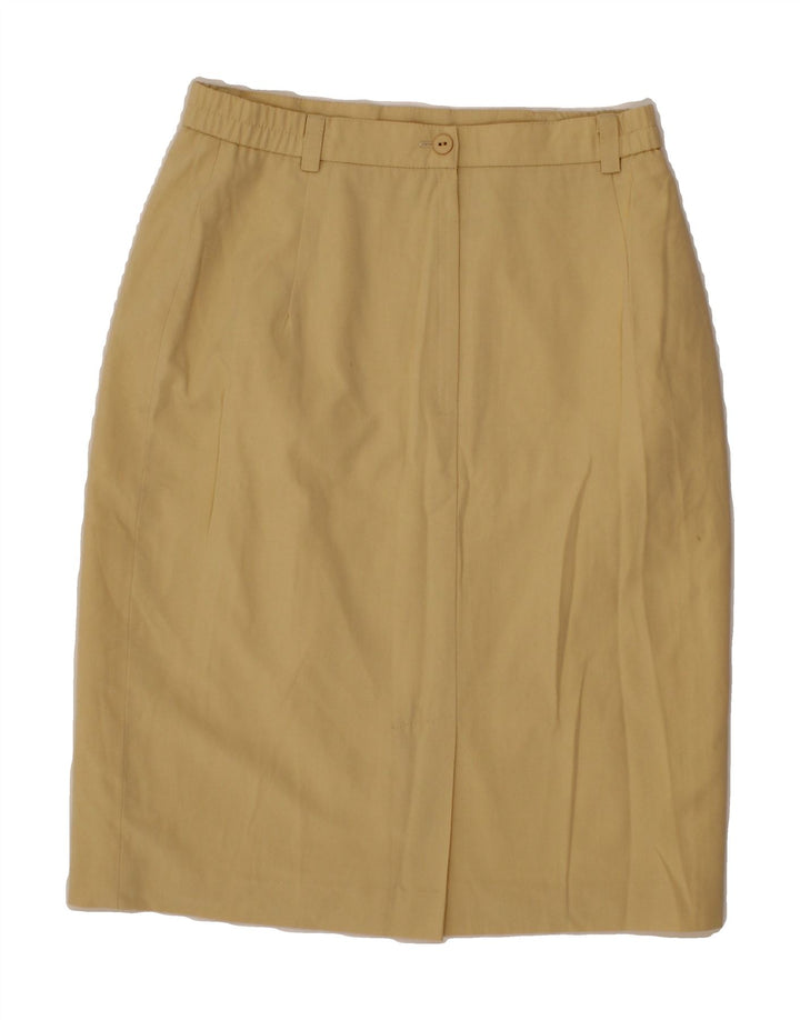 VINTAGE Womens Pencil Skirt UK 14 Medium W28  Yellow Polyester Vintage Vintage and Second-Hand Vintage from Messina Hembry 