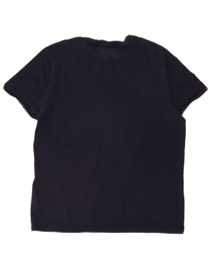 TOMMY HILFIGER Mens Graphic T-Shirt Top Small Navy Blue Colourblock