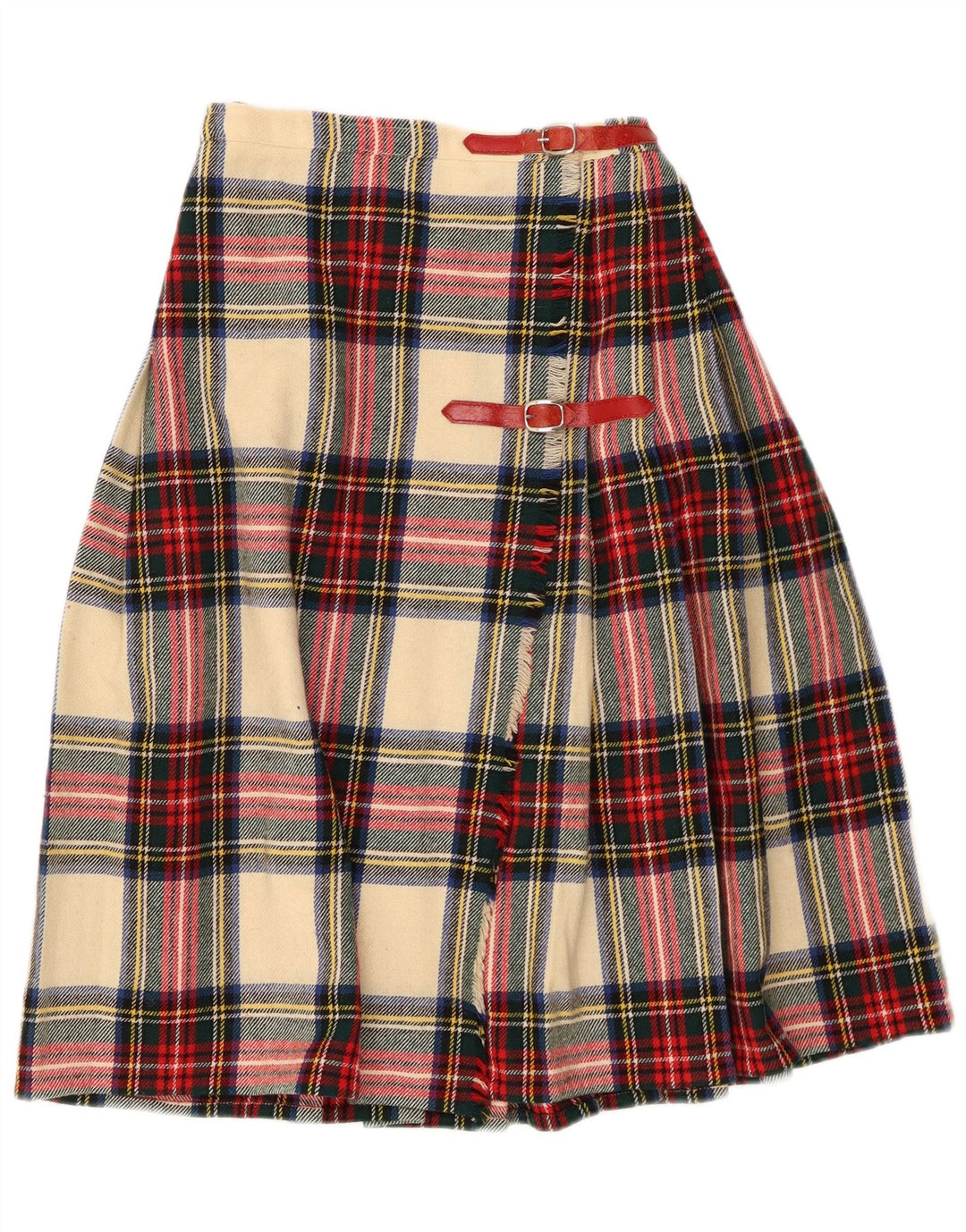VINTAGE Womens Wrap Skirt W24 XS Multicoloured Plaid Wool
