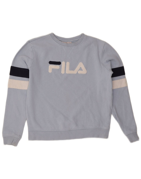 FILA Womens Oversized Sweatshirt Jumper UK 10 Small Blue Colourblock
