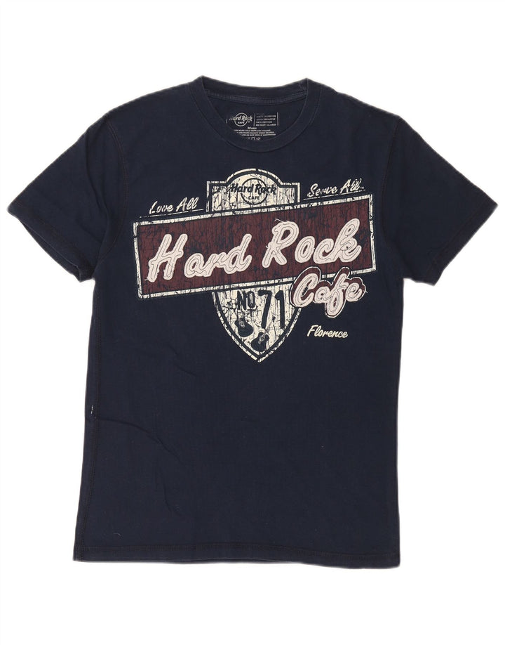HARD ROCK CAFE Mens Florence Graphic T-Shirt Top Small Navy Blue Cotton