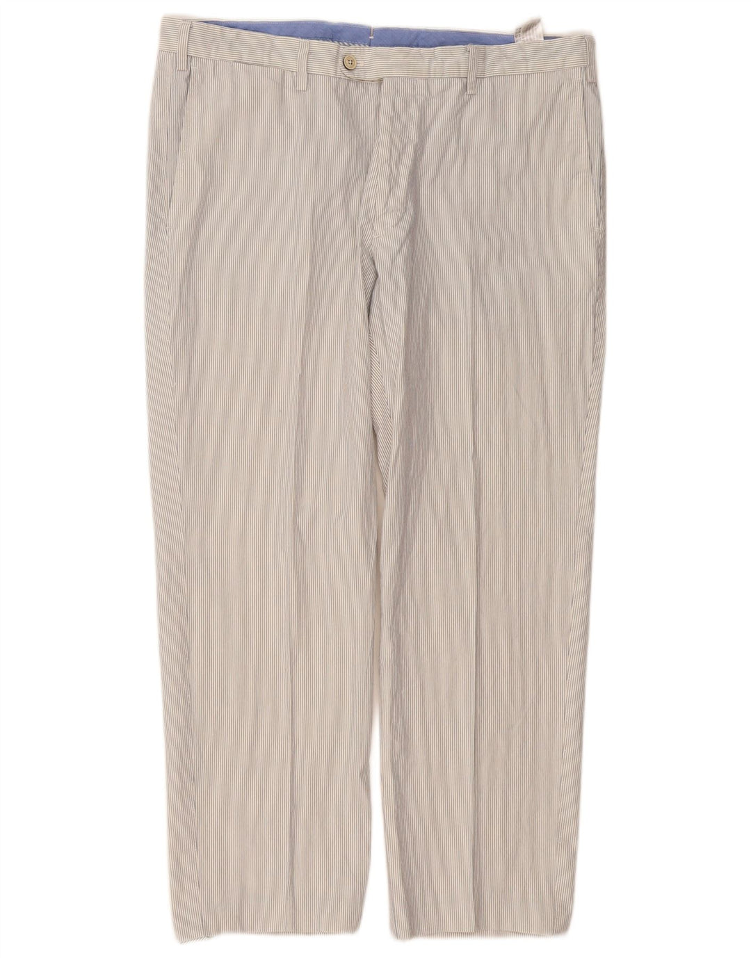 MASSIMO DUTTI Mens Straight Suit Trousers EU 46 XL W36 L27 White Striped