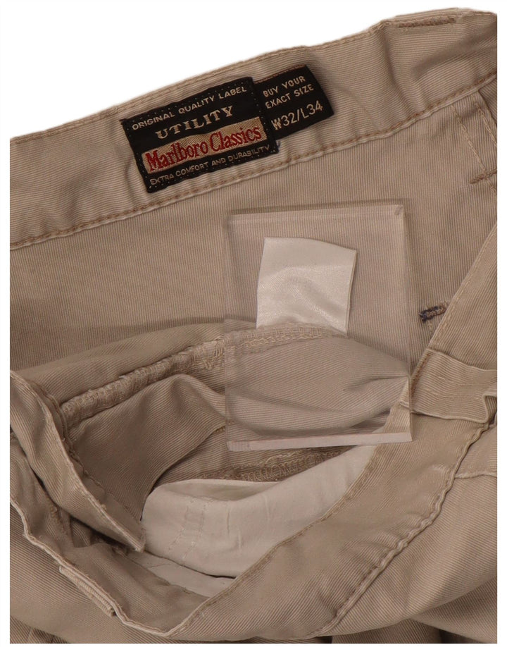 MARLBORO CLASSICS Mens Straight Casual Trousers W32 L34 Beige Cotton
