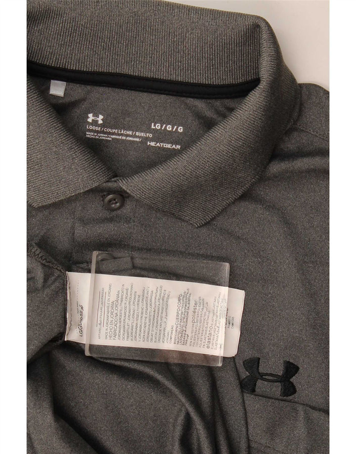 Under Armour Mens Heat Gear Polo Shirt Large Grey Polyester
