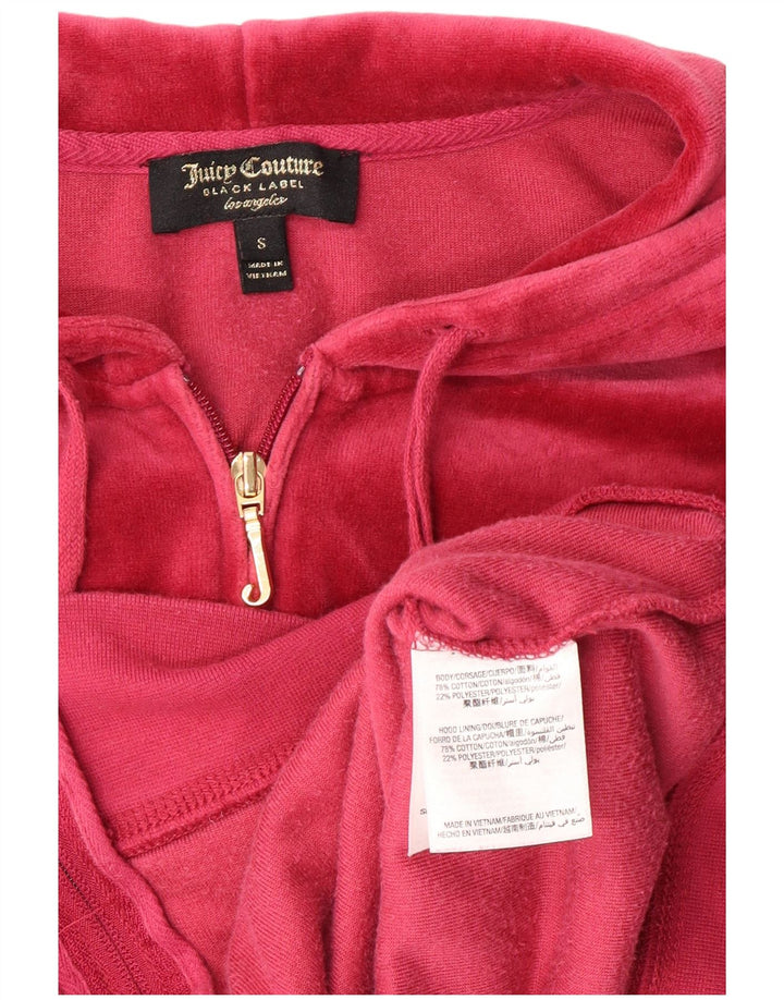 JUICY COUTURE Womens Velour Zip Hoodie Sweater UK 10 Small Pink Cotton