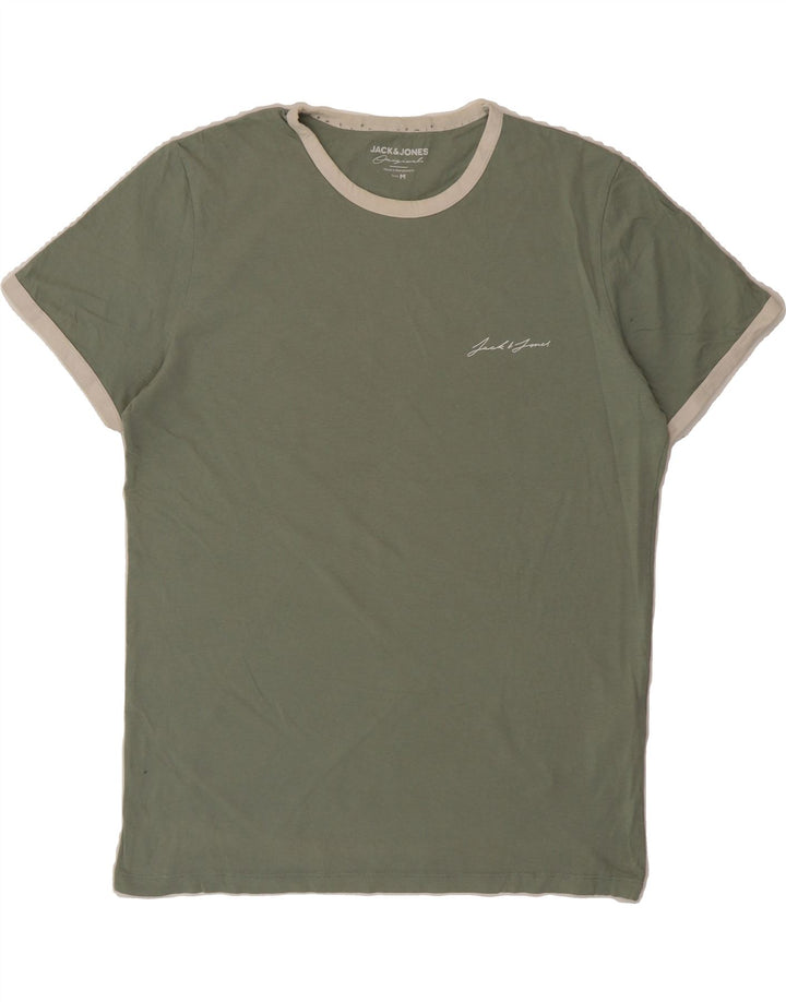 JACK & JONES Mens T-Shirt Top Medium Green Cotton Vintage Jack & Jones and Second-Hand Jack & Jones from Messina Hembry 