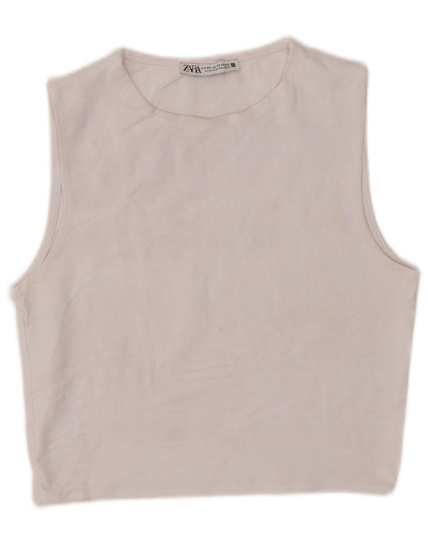 Zara Womens Crop Vest Top UK 4 XS White Cotton