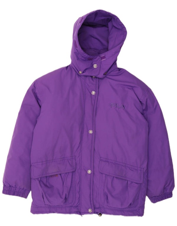 Fila Womens Hooded Oversized Padded Jacket IT 44 Medium Purple Polyester