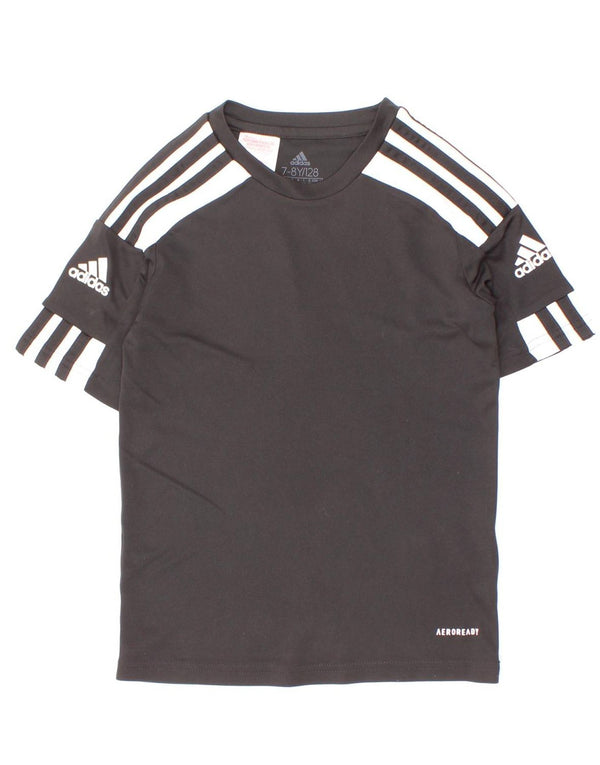 Adidas Boys Aeroready T-Shirt Top 7-8 Years Black Colourblock Polyester