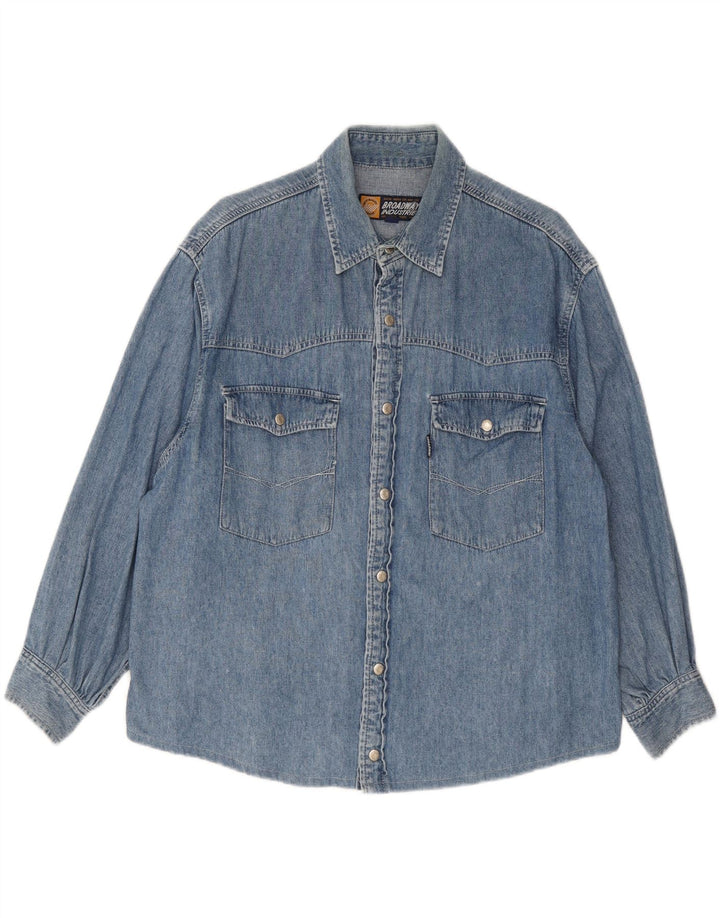 BROADWAY Mens Denim Shirt Large Blue Cotton Vintage Broadway and Second-Hand Broadway from Messina Hembry 