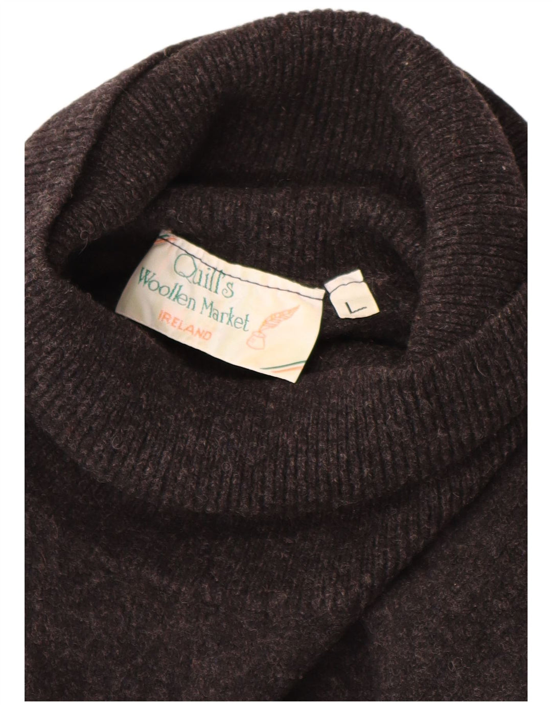 QUILL'S WOOLEN MARKET Mens Roll Neck Jumper Sweater Large Grey Lambswool