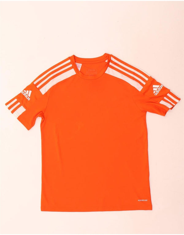 Adidas Boys Aeroready Graphic T-Shirt Top 13-14 Years Orange Polyester