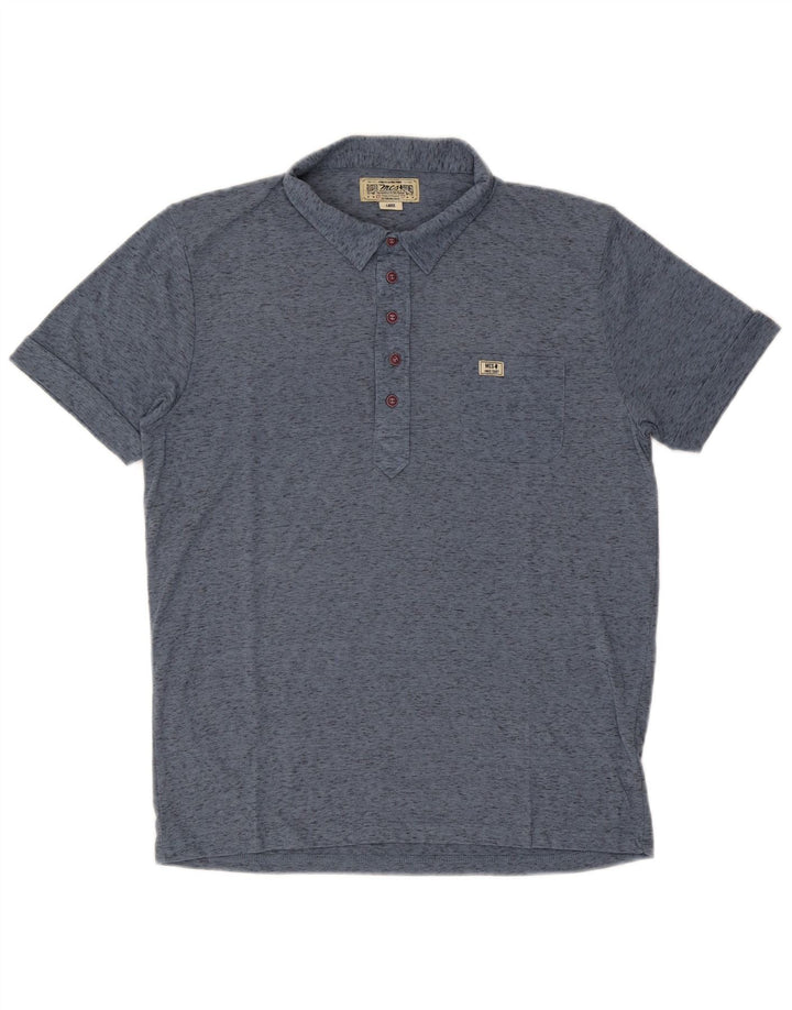 Marlboro Classics Mens Polo Shirt Large Blue Flecked Polyester