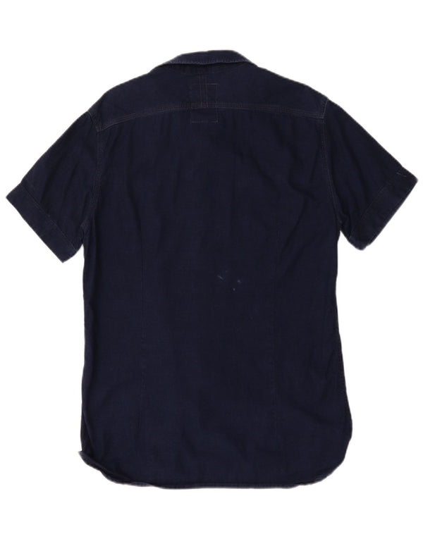 G-Star Mens Short Sleeve Denim Shirt Large Navy Blue Cotton