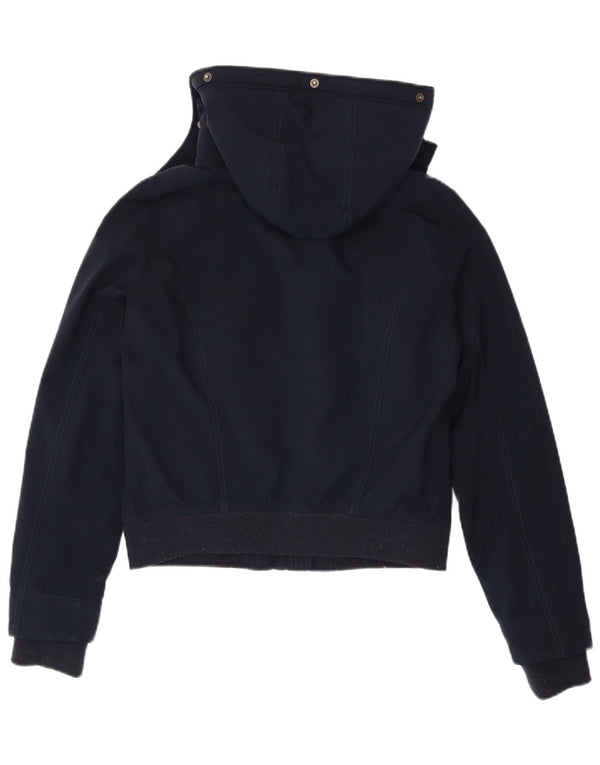 Hollister Womens Hooded Relaxed Fit Bomber Jacket UK 10 Small Navy Blue